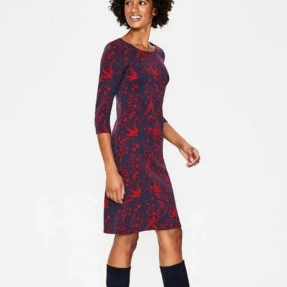NEW Boden Winifred cotton bld knit Dress Mystical whimsy folk art print  US 6 R - Picture 4 of 16